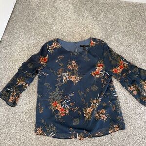 Banana Republic Navy Floral Blouse